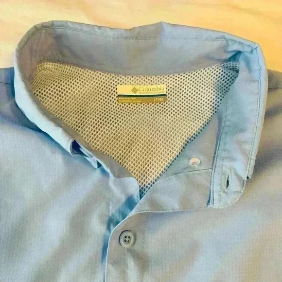 Columbia PFG Mens LT shirt long sleeve blue fishing roll-tab sleeves but… - Picture 4 of 12